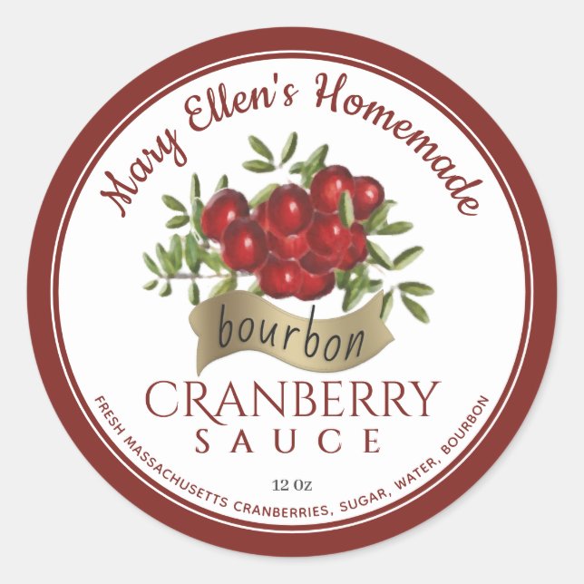 Gold Banner Bourbon and Cranberry Sauce Label      (Front)