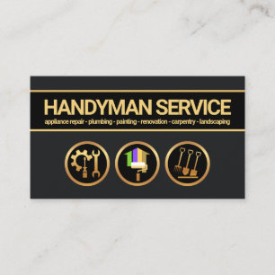 Gold Banner Creative Handyman Tools Contractor Business Card