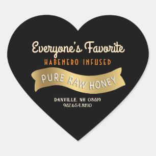 Gold Banner Heart Honey Label Decorative Text