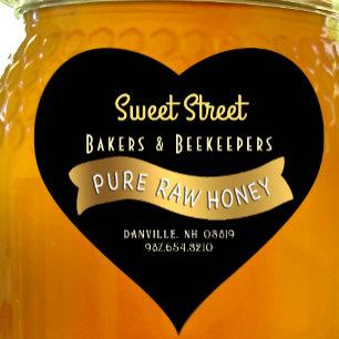Gold Banner Heart Honey Label Decorative Text