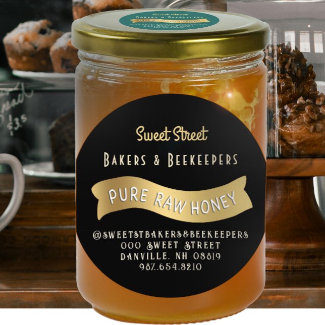 Gold Banner Honey Label with Decorative Text (Creator Uploaded)