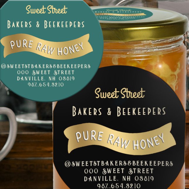 Gold Banner Honey Label with Decorative Text (Creator Uploaded)