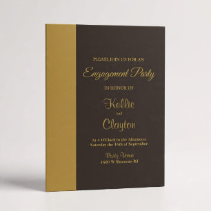 Gold Bar Black Minimalist Modern Wedding Invitation