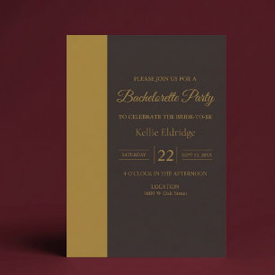 Gold Bar Minimalist Modern Bachelorette Party Invitation