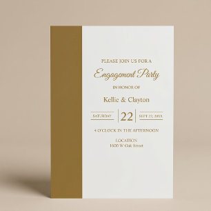 Gold Bar Minimalist Modern Engagement Party Invitation