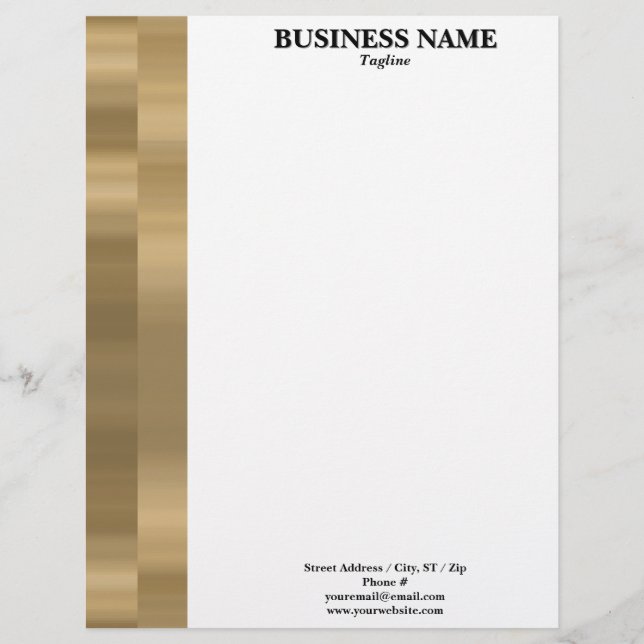 Gold Bars Border Professional Adaptable Letterhead (Front)