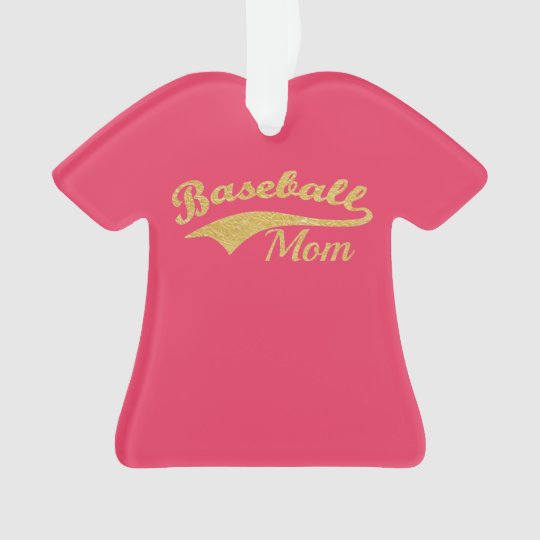 Gold Baseball Mom Text Personalized Ornament
