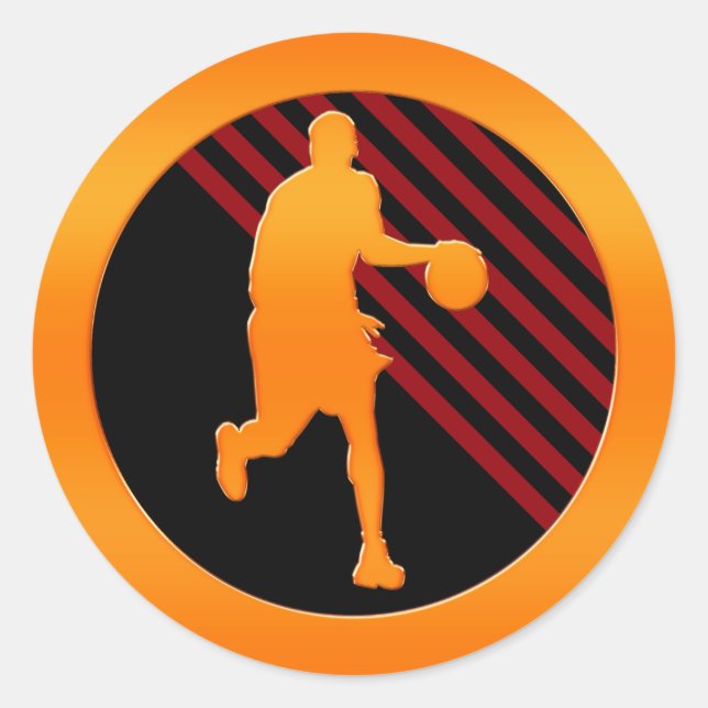 Gold Basketball Player Classic Round Sticker (Front)