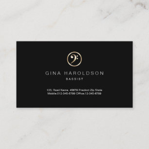 Gold Bass Clef Icon Bassist Business Card
