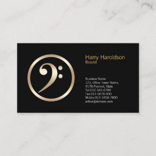 Gold Bass Clef Icon Bassist Business Card