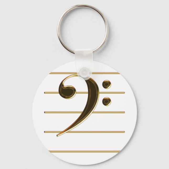 Gold Bass Clef Music Note Keychain (Front)