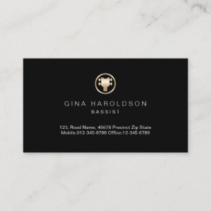 Gold Bass Headstock Icon Bassist Musician Business Card