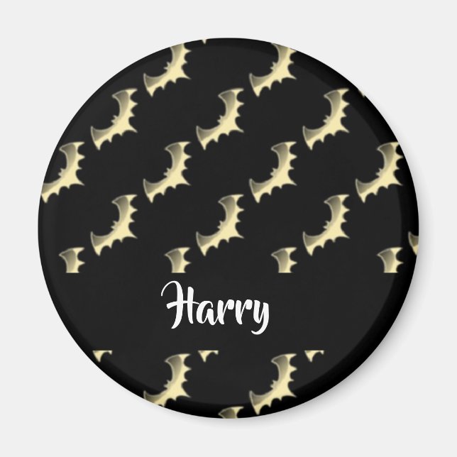 Gold bats on black magnet (Front)