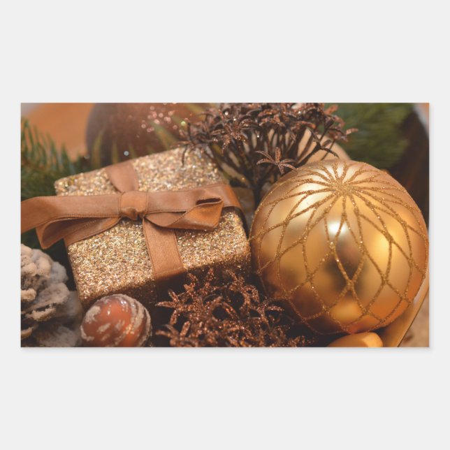 Gold Bauble and Christmas Present Sticker (Front)