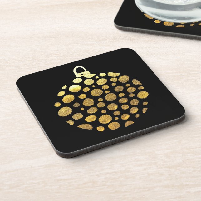 Gold bauble Christmas glam Coaster (Left Side)
