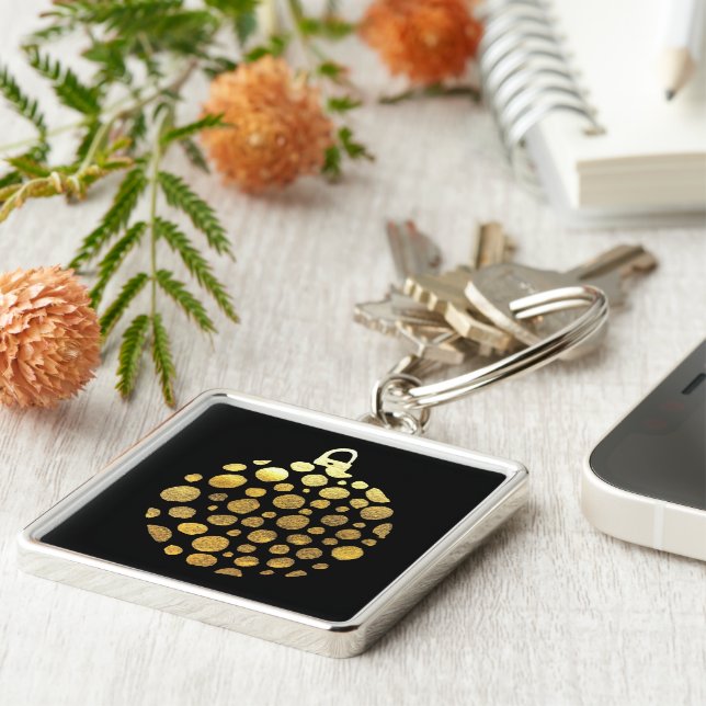 Gold bauble Christmas glam Keychain (Side)
