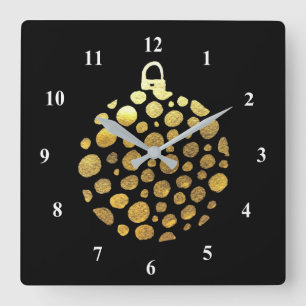 Gold bauble Christmas glam Square Wall Clock