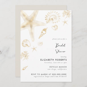 Gold Beach Mariage Mariée Brunch Shower Invitation