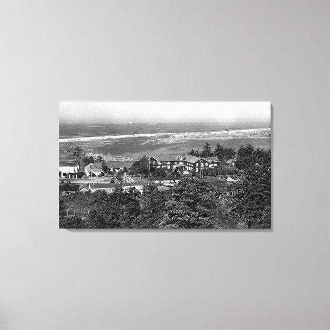 Gold Beach, Oregon Town View and Sunset Inn Canvas Print (Front)