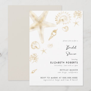 Gold Beach Wedding Bridal Brunch Shower Invitation