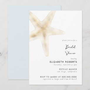Gold Beach Wedding Bridal Brunch Shower Invitation