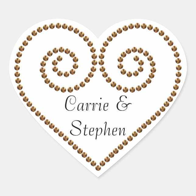 Gold Bead Heart Print Sticker (Front)