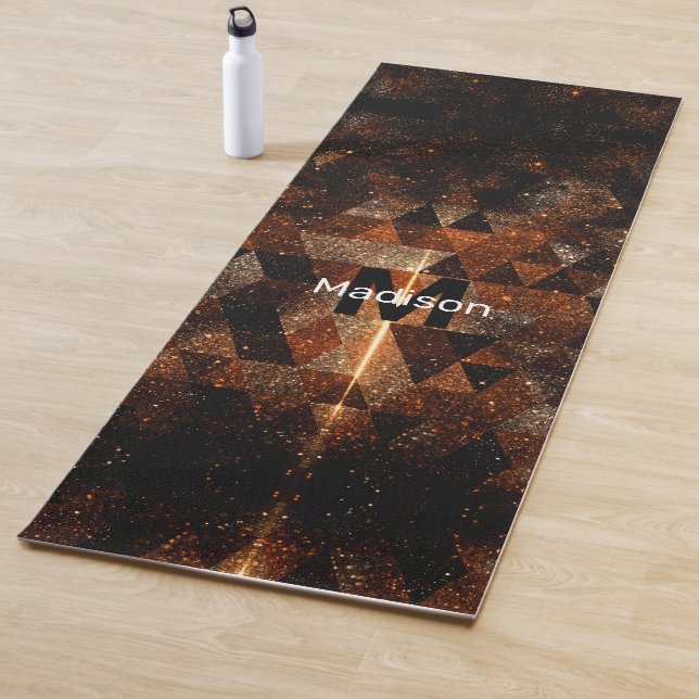 Gold beam in geometric sparkly universe Monogram Yoga Mat (In Situ)
