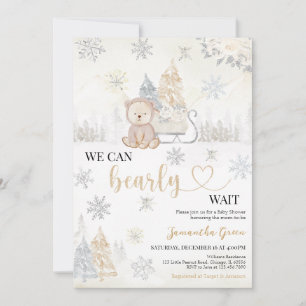 Gold Bear Baby Shower Invitation