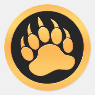 Gold Bear Paw Classic Round Sticker