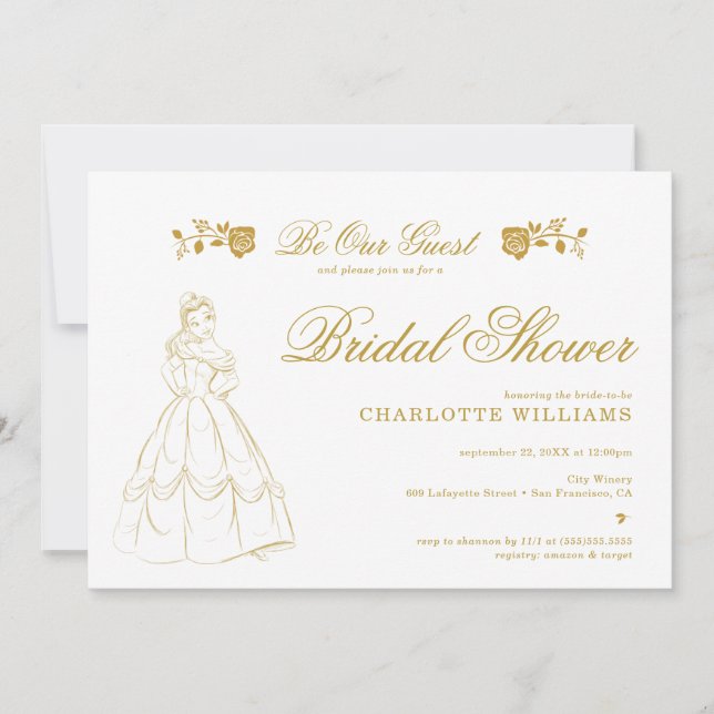 Gold Beauty and the Beast Bridal Shower Invitation (Front)