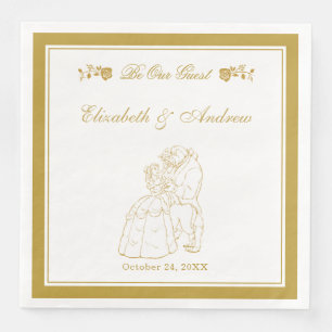 Gold Beauty and the Beast Wedding Anniversary Napkin