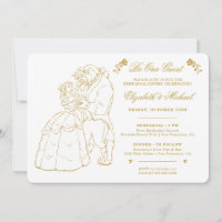 Gold Beauty and the Beast Wedding Invitations