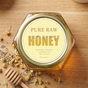 Gold Bee Honey Jar Label Honey Bee & Apiary