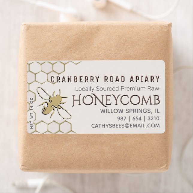 Gold Bee Honeycomb shipping sized label (Insitu)