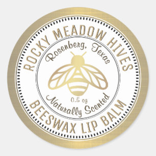 Gold Bee Logo Apiary Hive Product Label Lip Balm