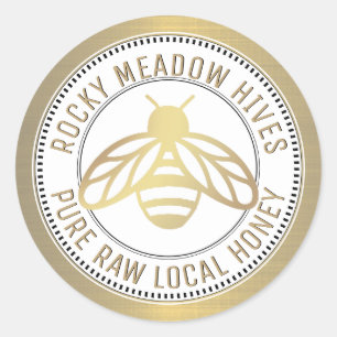 GOLD BEE LOGO BEEKEEPER HONEY LID JAR ÉTIQUETTE