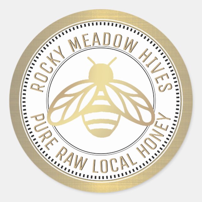 GOLD BEE LOGO BEEKEEPER HONEY LID JAR ÉTIQUETTE (Devant)