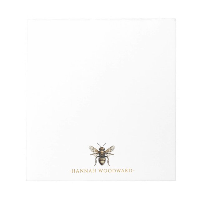 Gold Bee Personalized  Notepad (Front)