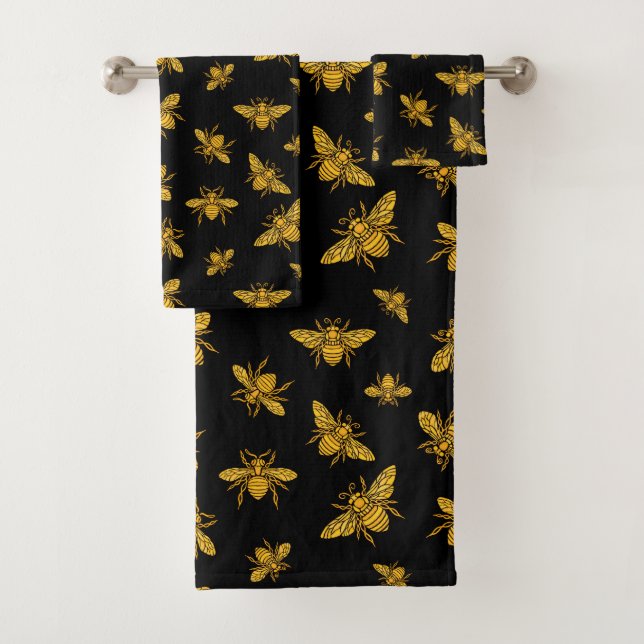 Gold Bees Bath Towel Set (Insitu)