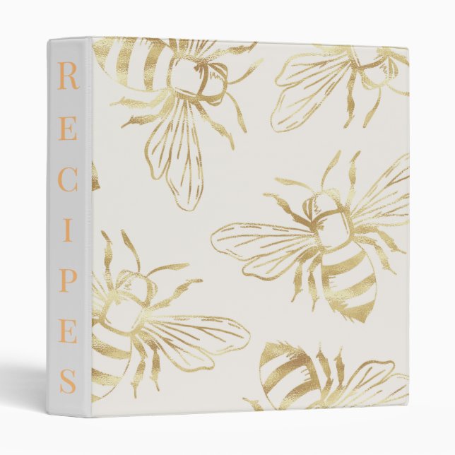 Gold Bees, on a Cream Background. Binder (Front/Spine)