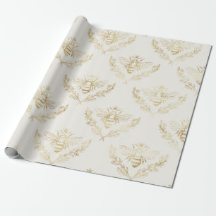 Gold Bees on Cream. Wrapping Paper