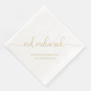 Gold Beige Eid Mubarak Calligraphy Custom Napkin