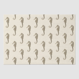Gold Beige Marine Life Seahorse Pattern Tissue Paper