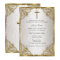 Gold Beige Pearl Damask Cross Baptism/Christening