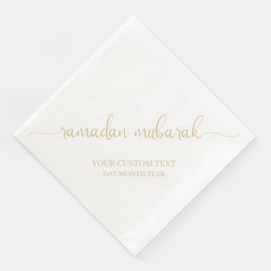 Gold Beige Ramadan Mubarak Calligraphy Custom Napkin
