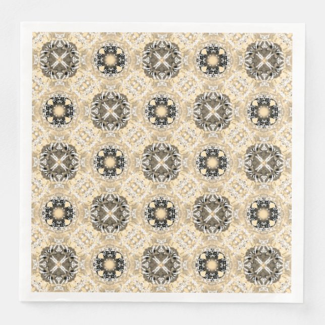 Gold, Beige, Taupe, & Black Gemstones Pattern Napkin (Front)
