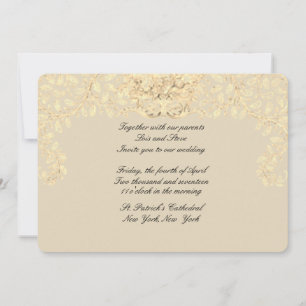 Gold Beige Victorian Style Wedding Invitation