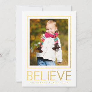 Gold Believe   Holiday Photo Card
