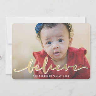 Gold Believe   Holiday Photo Card