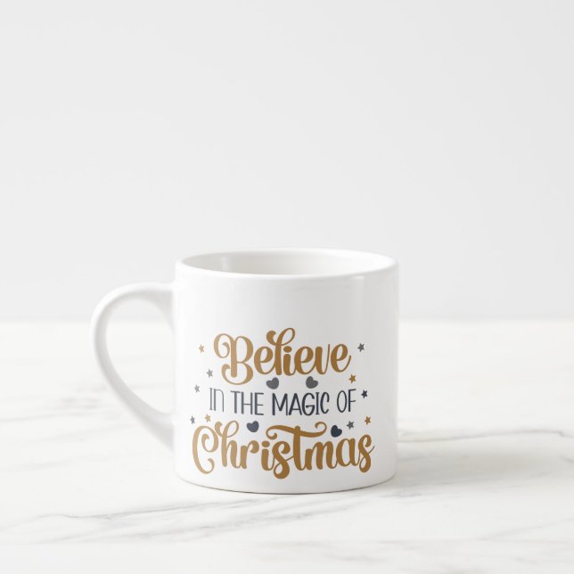 Gold Believe In The Magic Of Christmas Espresso Cup (Left)